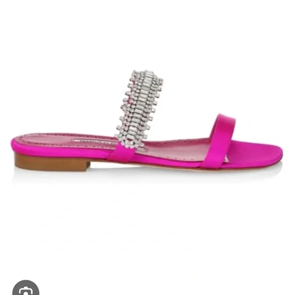 Manolo Blahnik Pink Crystal Embellished Sandals - Picture 6 of 7